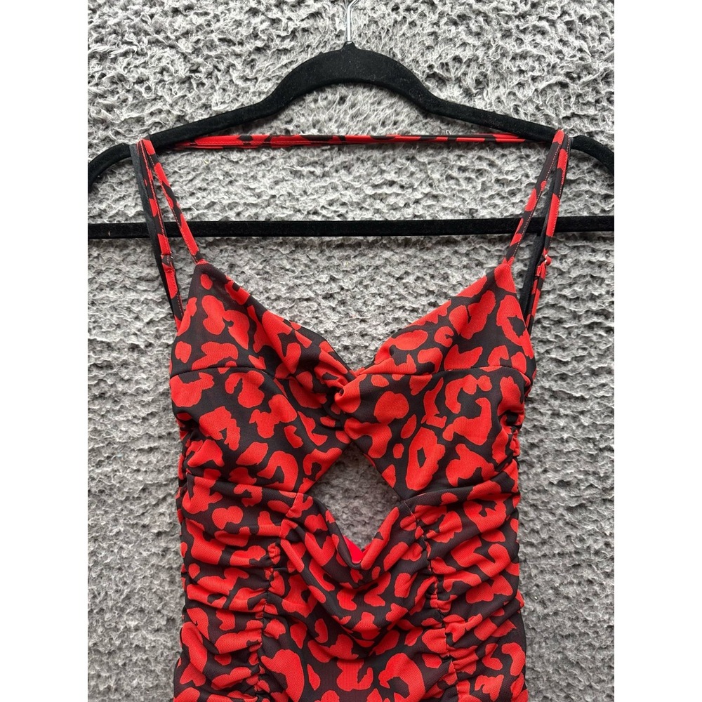 NWT Michael Costello x Revolve Afton Mini Dress Red Black Leopard Womens Size XS - Picture 4 of 11